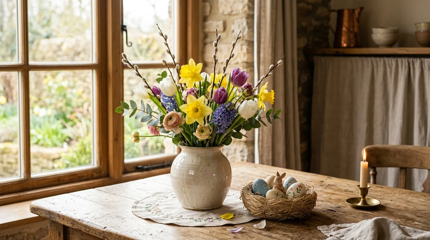 Simple Floral Arrangement for 10 farmhouse easter decor ideas you'll love